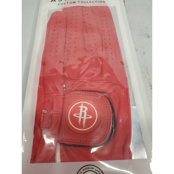 ASHER NBA CABRETTA GOLF GLOVE, HOUSTON ROCKETS LOGO (Sz XL For Left Hand) - Picture 2 of 3